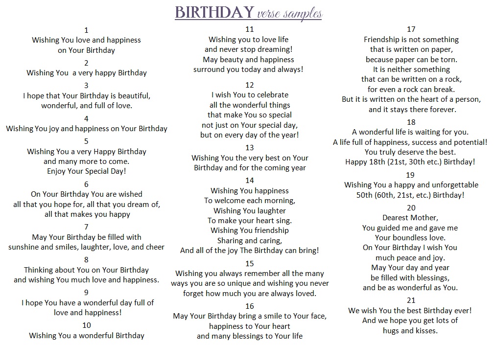 birthday verses